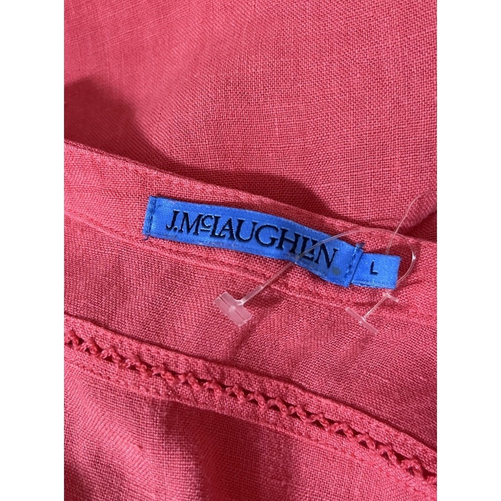 NWOT J McLaughlin Dress Sz L Nylee 100% Linen Coral Rose Pink 3/4 Sleeve Pockets - Picture 11 of 15